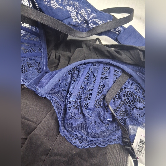 Adore Me Babydoll Lingerie Black And Blue Size 34DD NWT - Picture 6 of 10